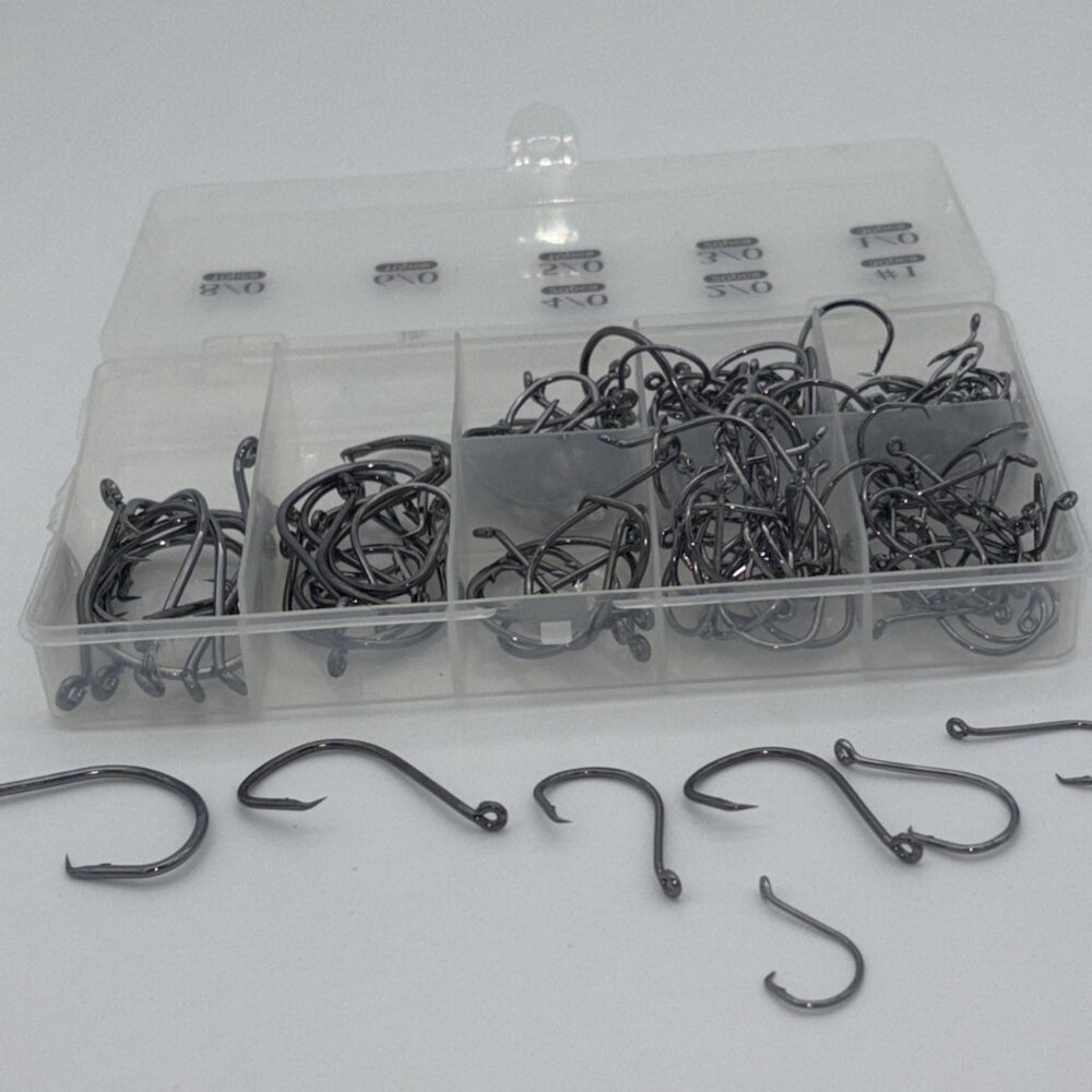 Fishing Black Silver Sharpened Box Quality Set 150pcs Fish Hooks 8 Sizes NIB